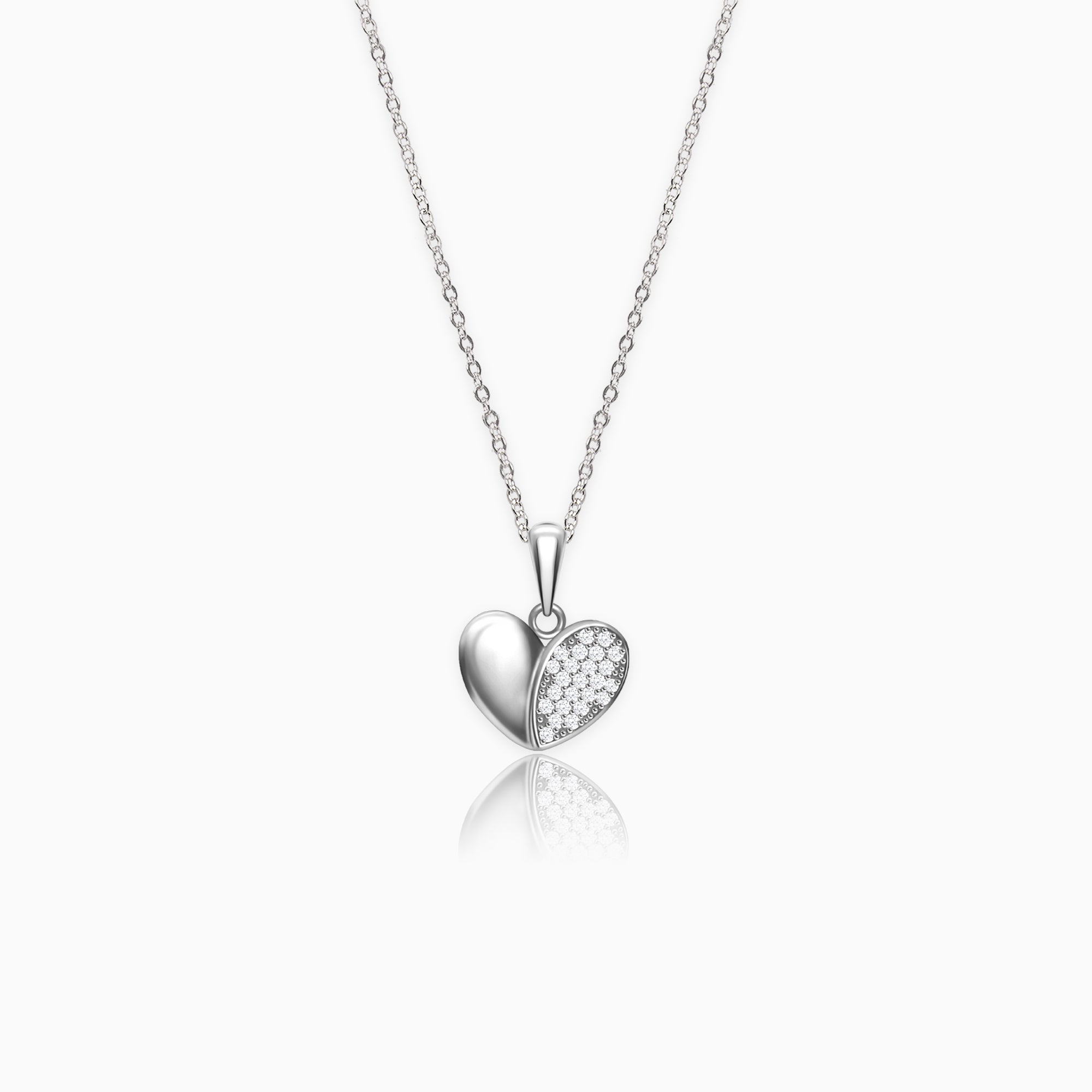Silver Charming Heart Pendant With Link Chain - Image 1