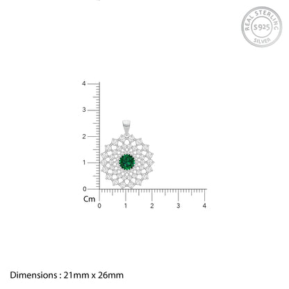 Silver Zircon Emerald Sunshine Pendant