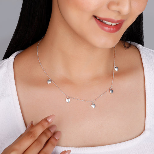 Silver Triple Heart Charm Necklace
