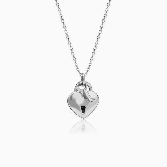 Silver Heart Lock Pendant