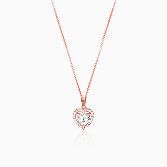 Rose Gold Studded Heart Pendant