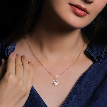 Rose Gold Studded Heart Pendant
