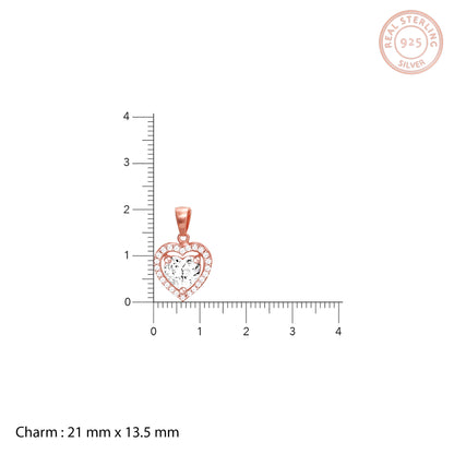 Rose Gold Studded Heart Pendant