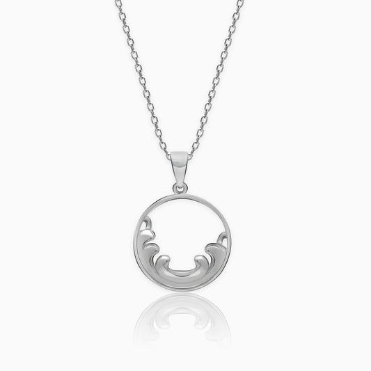 Silver Sphere Wave Pendant with Link Chain
