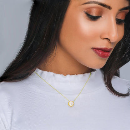 Golden Studded Disk Necklace