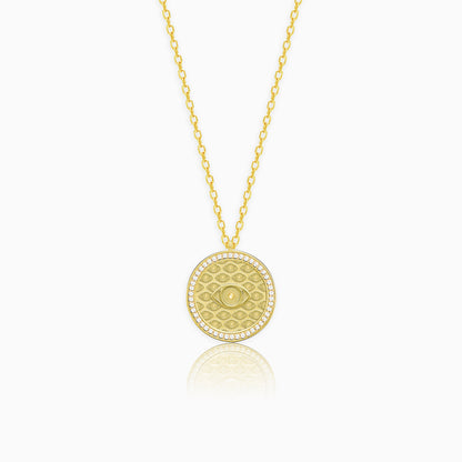 Golden Evil Eye Disc Pendant