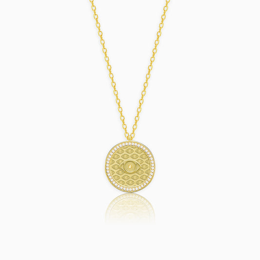 Golden Evil Eye Disc Pendant