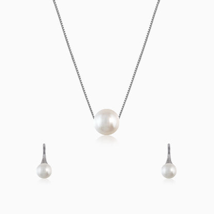 Silver White Pearl Moon Set
