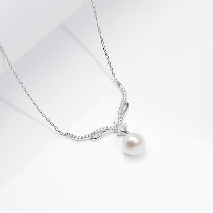 Silver Pearl Grace Drop Necklace