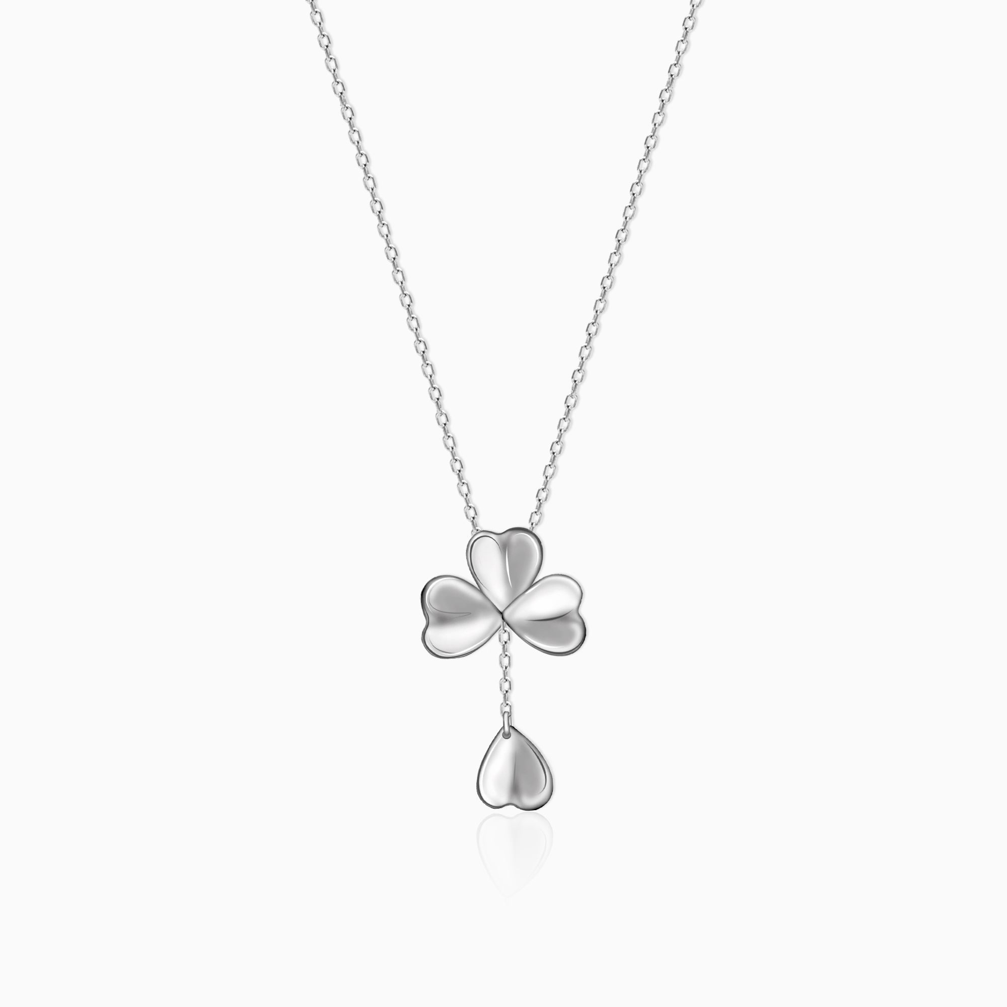 Silver Falling Petal Y-Drop Necklace - Image 1