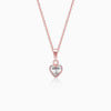 Rose Gold Crystal Heart Pendant With Link Chain