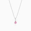Silver Pink Drop Pendant With Link Chain