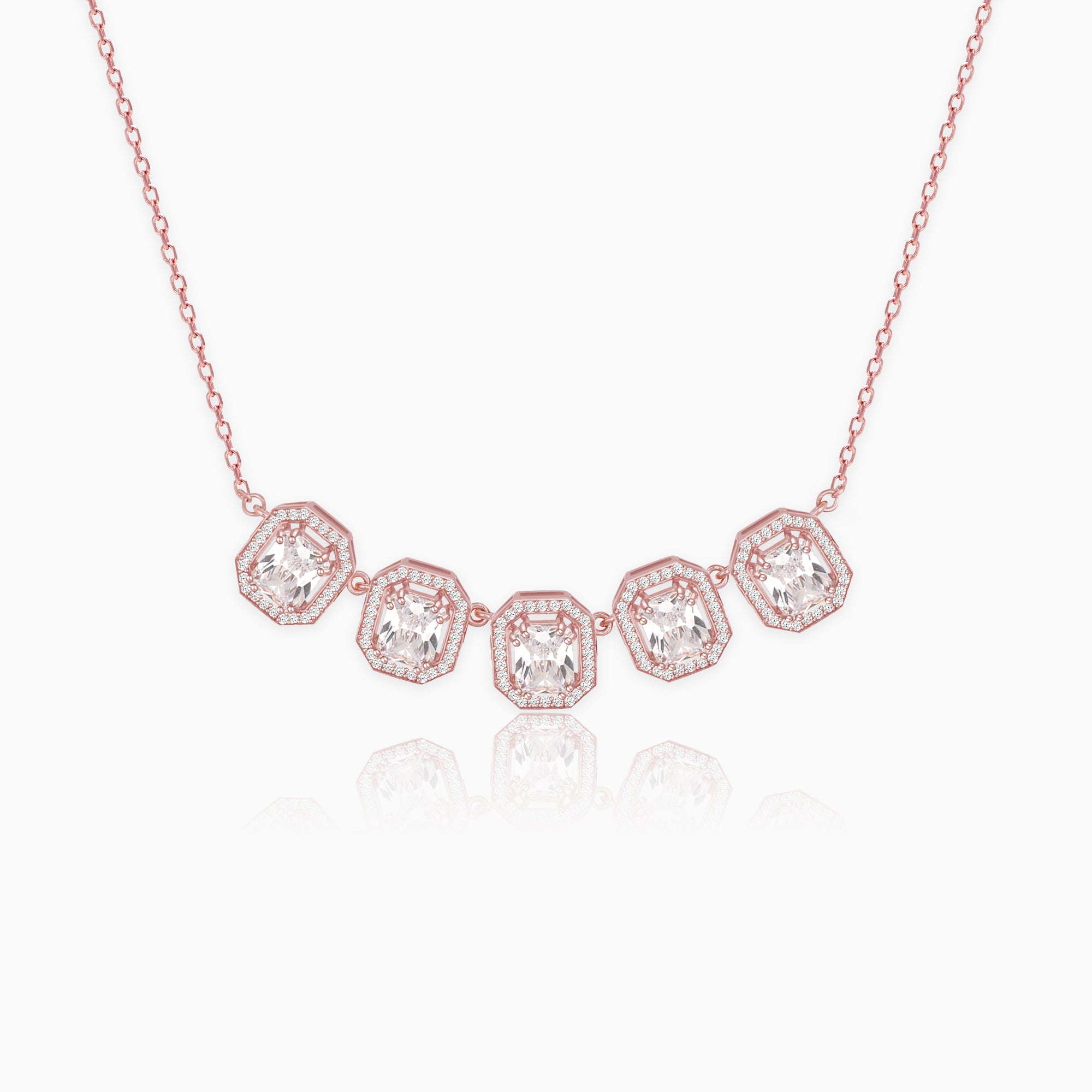 Rose Gold Baguette Bunch Necklace - Image 1