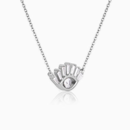 Silver Zircon Evil Eye Claw Pendant