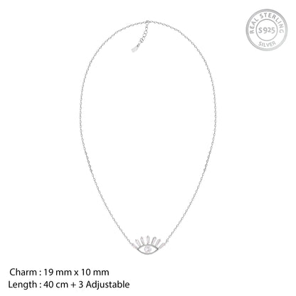 Silver Zircon Evil Eye Claw Pendant