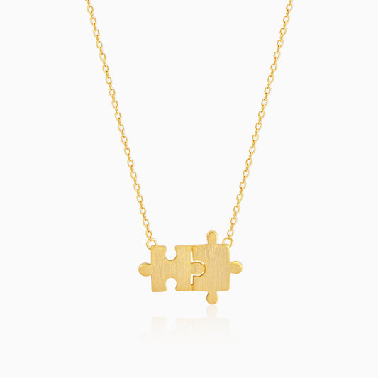 Golden Jigsaw Puzzle Pendant