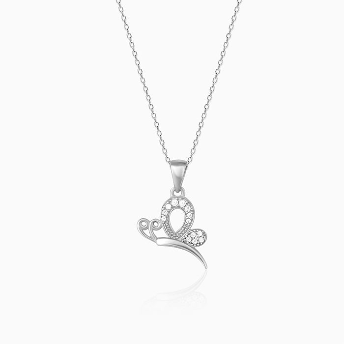 Silver Love Like A Butterfly Pendant With Link Chain - Image 1