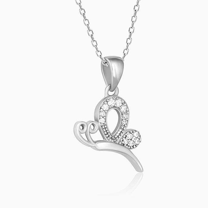 Silver Love Like A Butterfly Pendant With Link Chain