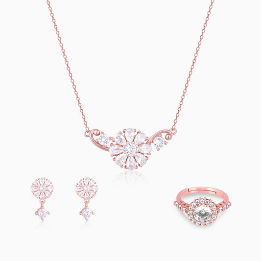Rose Gold Floral Set of Three