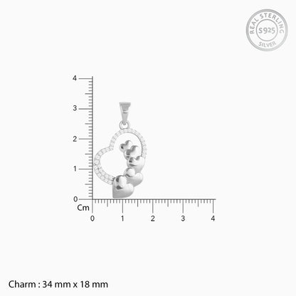 Silver Heart Rivulet Pendant With Link Chain