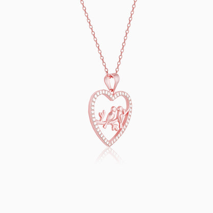 Rose Gold Love Birds Pendant With Link Chain