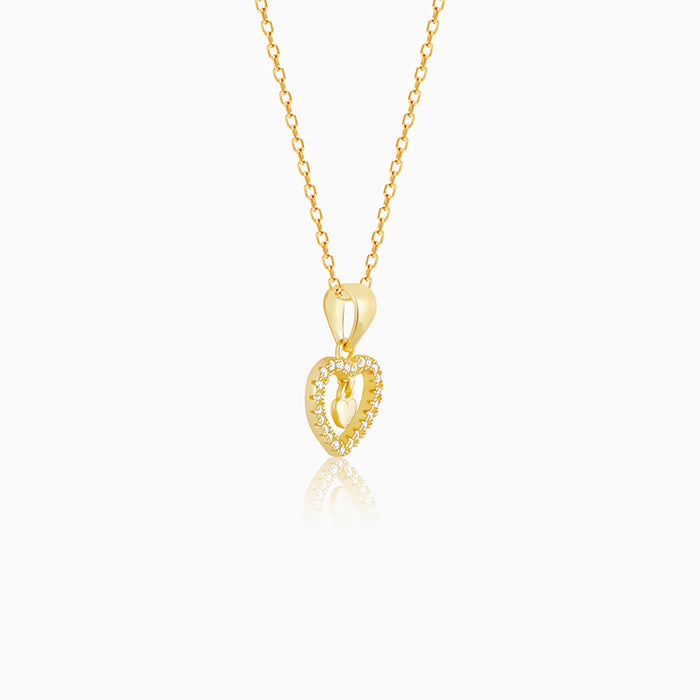 Golden Love Droplet Pendant With Link Chain