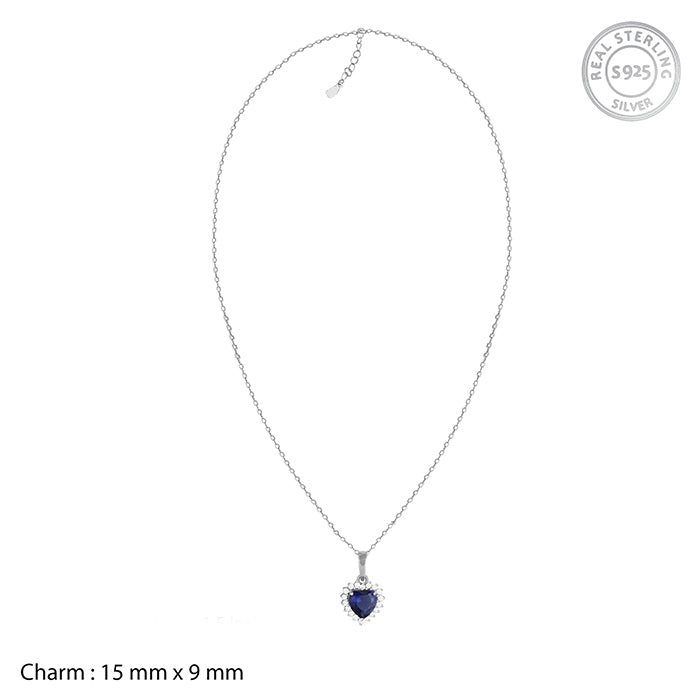 Silver Heart Of The Ocean Pendant With Link Chain - view 3