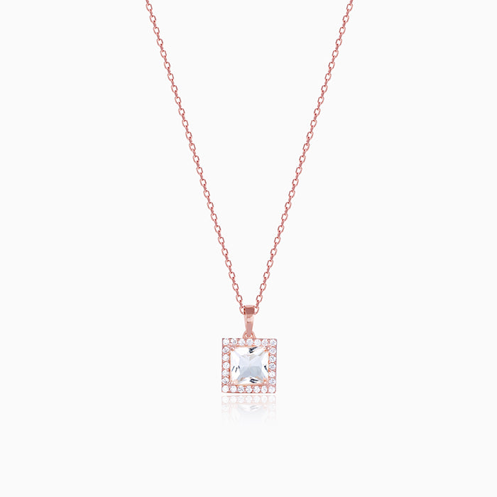Rose Gold Snow White Pendant With Link Chain