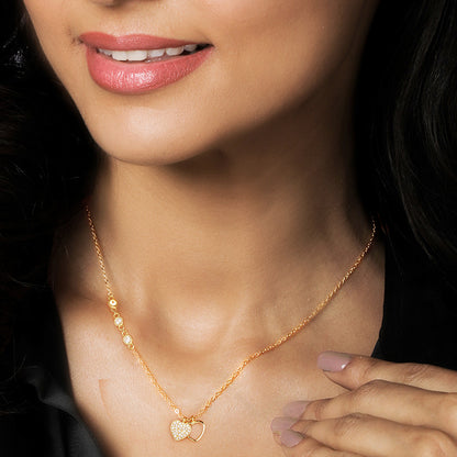 Golden Heart to Heart Necklace