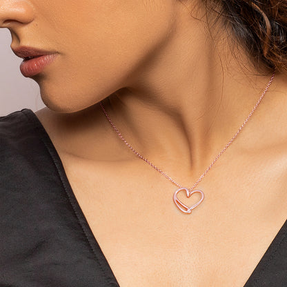 Rose Gold Joyous Heart Pendant With Link Chain