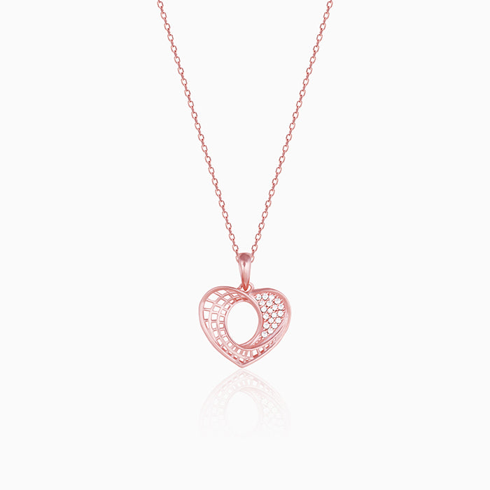 Rose Gold Heart & Soul Pendant With Link Chain - Image 1