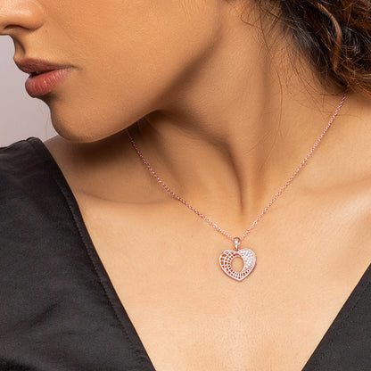 Rose Gold Heart & Soul Pendant With Link Chain