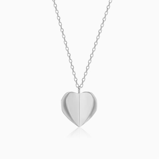 Silver Heart-chute Pedant With Link Chain