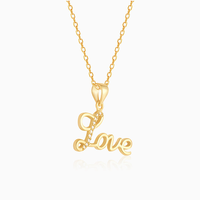 Golden All About Love Pendant With Link Chain