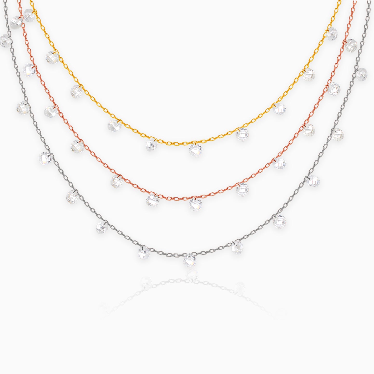 Multi-Tone Triple Layered Queens Necklace