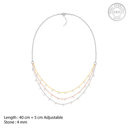 Multi-Tone Triple Layered Queens Necklace