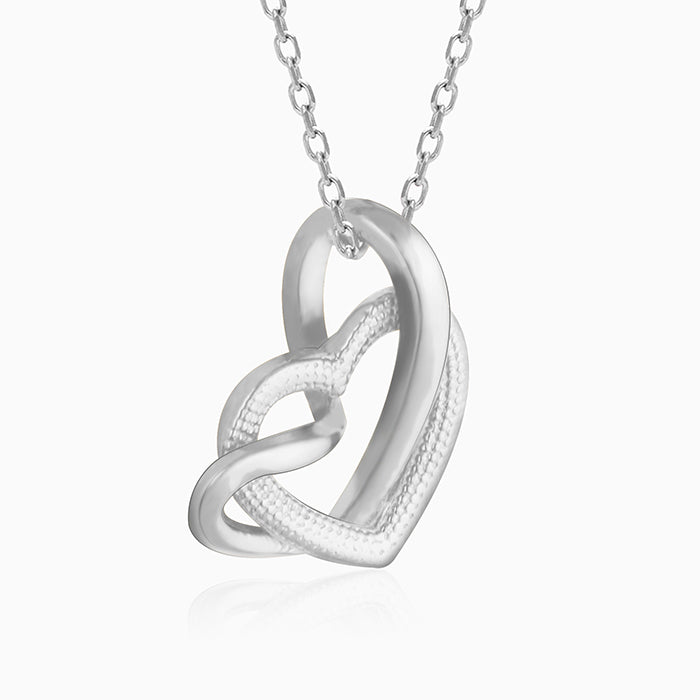 Silver Double Trouble Heart Pendant With Link Chain