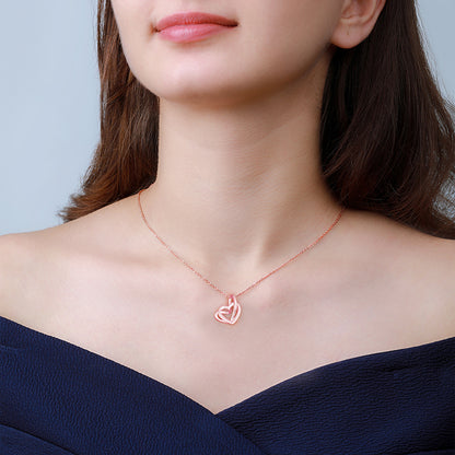 Rose Gold Double Trouble Heart Pendant With Link Chain