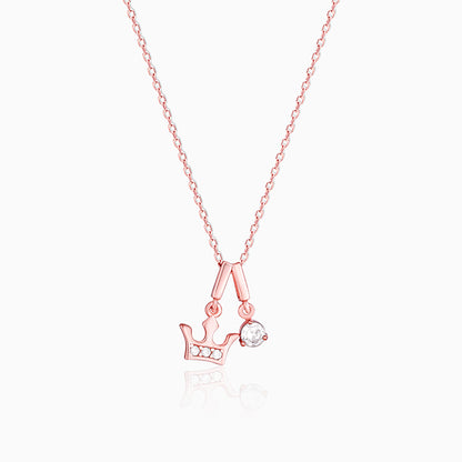 Rose Gold Crown Princess Pendant With Link Chain