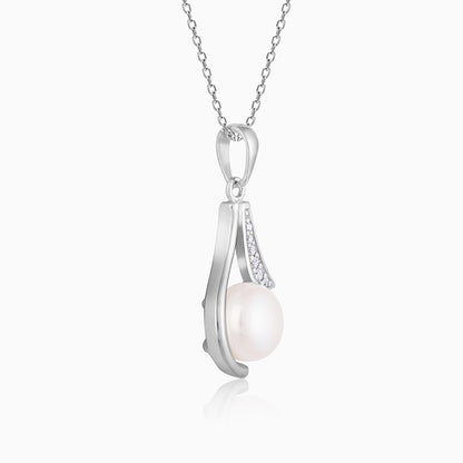 Silver Pearl Maiden Pendant with Link Chain