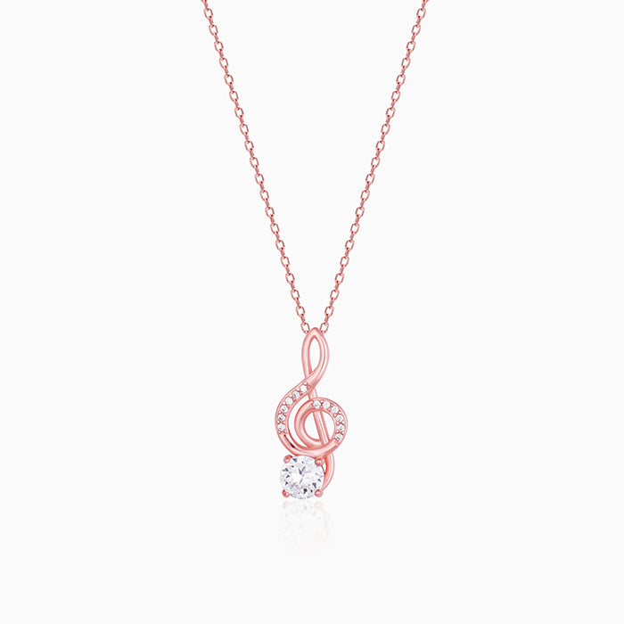 Rose Gold Clef Pendant With Link Chain