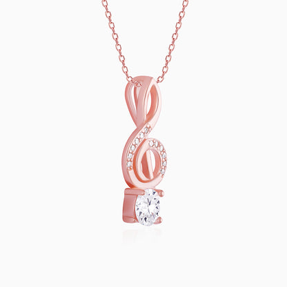 Rose Gold Clef Pendant With Link Chain