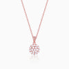 Rose Gold Zircon Flower Pendant With Link Chain