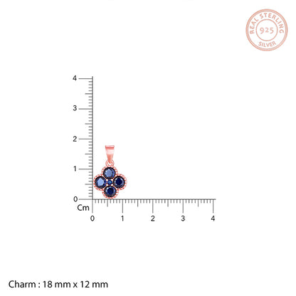 Rose Gold Blue Clover Pendant with Link Chain