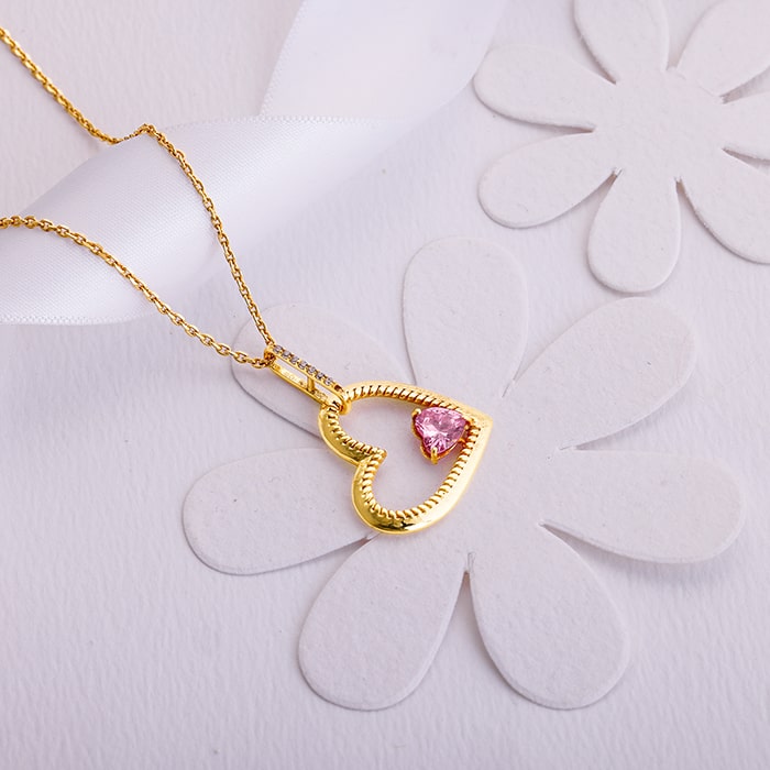 Golden Blush Pendant with Link Chain
