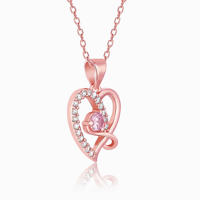 Rose Gold Music In My Heart Pendant with Link Chain