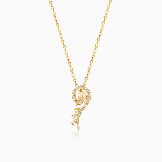 Golden Delicate Peacock Pendant with Link Chain