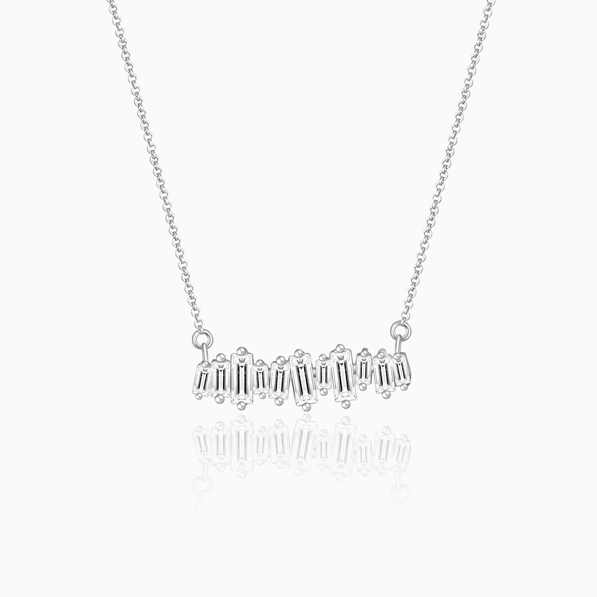 Silver Multi-Baguette Necklace - Image 1