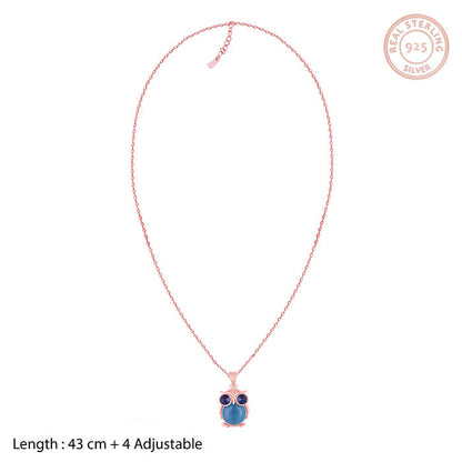 Rose Gold Cute Owl Pendant with Link Chain