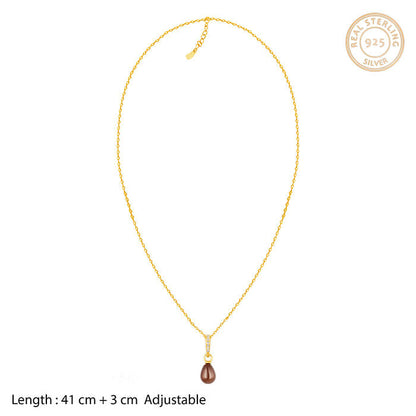 Golden Shining Drop Pendant with Link Chain